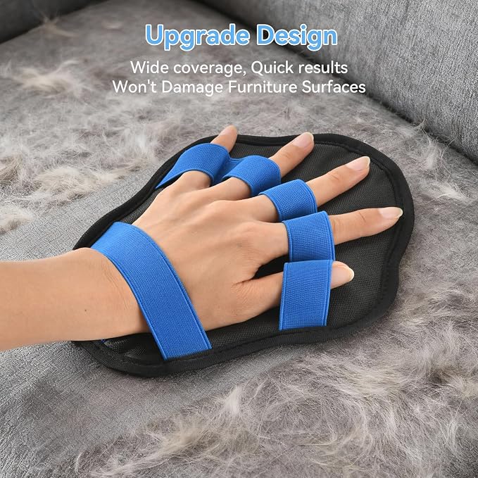 AstraLoom Pet Hair Removal Gloves for Dogs & Cats, 2026 Newly Upgraded Five-Finger Reusable Electrostatic Pet Hair Glove, Pet Hair Remover Tool for Sofa, Bed,Carpet, Clothing and Car Seat (2)