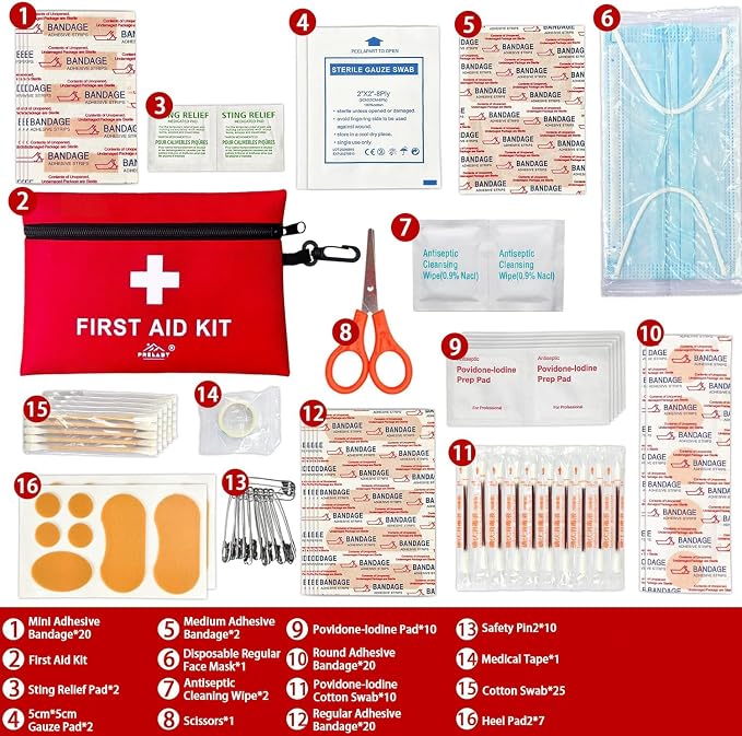 2Pack 152 Piece Small First Aid Kit, Travel Size First Aid Kit TSA Approved, Mini Forst aid kit for Home, Car, Travel, Camping, Truck, Sports, Office, Hiking Med Kit for Backpack