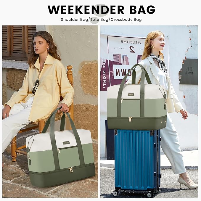 LOVEVOOK Weekender Bag for Women, Large Duffle Bag for Travel with 2 Packing Cubes, Carry on Overnight Bag with Shoe Compartment, Mom Hospital Bags for Labor and Delivery