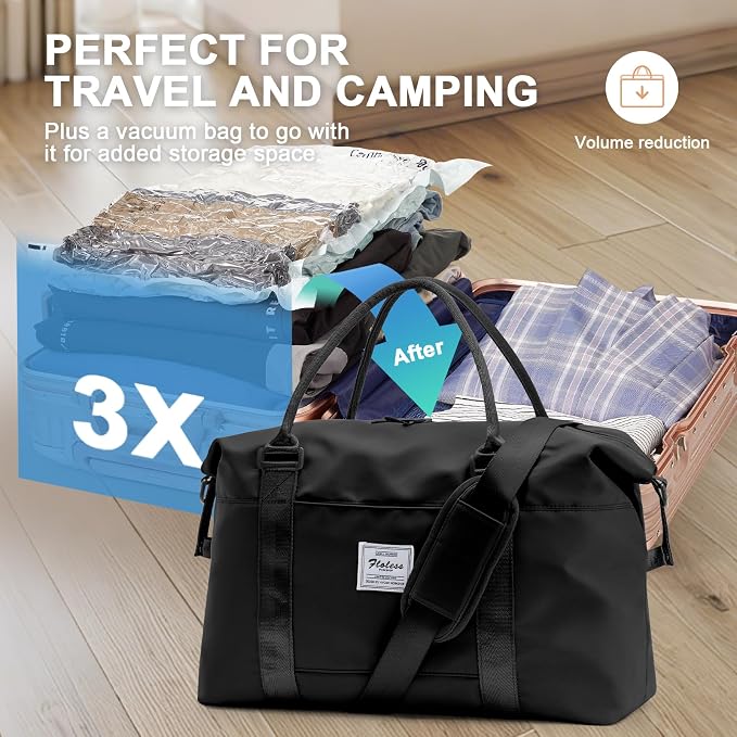 Travel Duffel Bag, Sports Tote Gym Bag, Shoulder Weekender Overnight Bag for Women