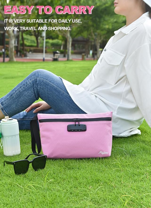 Smell Proof Bag with Combination Lock Large Storage Container Medicine Lock Bag Money Organizer Travel Storage Pouch