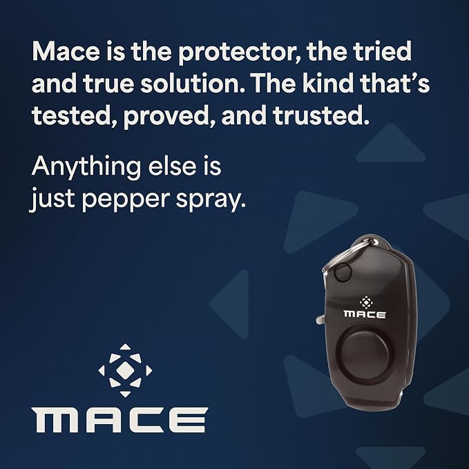 Mace Personal Safety Alarm - Loud 130db Siren, Built in Emergency Whistle, Easy On/Off Push Button Activation, Batteries Included, Personal Alarm for Women & Men - Black