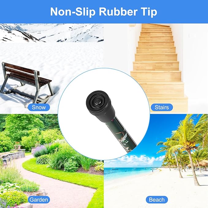 supregear Folding Cane, 5-Level Adjustable Height Walking Stick Lightweight Collapsible Portable Travel Cane with Wrist Strap and T Handle for Elderly Disabled Men Women