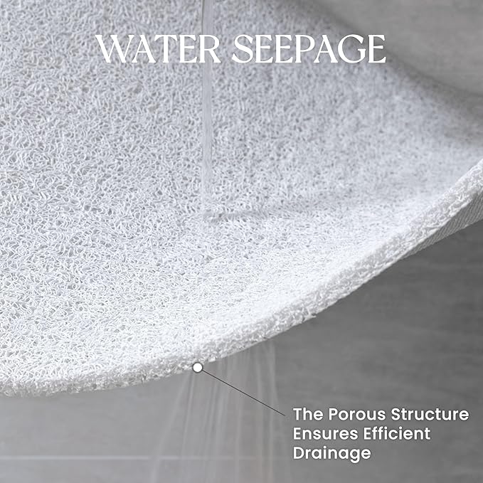 Bathtub Mat Non Slip, 47x17 Inch Shower Mats for Inside Shower, PVC Loofah Bathroom Mat Quick Dry with Drain Hole, Phthalate-Free Bath Mats for Shower Bathroom Tub and Wet Areas (White)