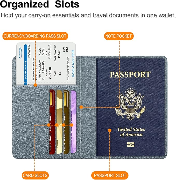 FINTIE Passport Holder, Slim Travel Wallet RFID Blocking Card Case Cover | Passport Cover Protector Essentials with Credit Card Slots, For Women/Men