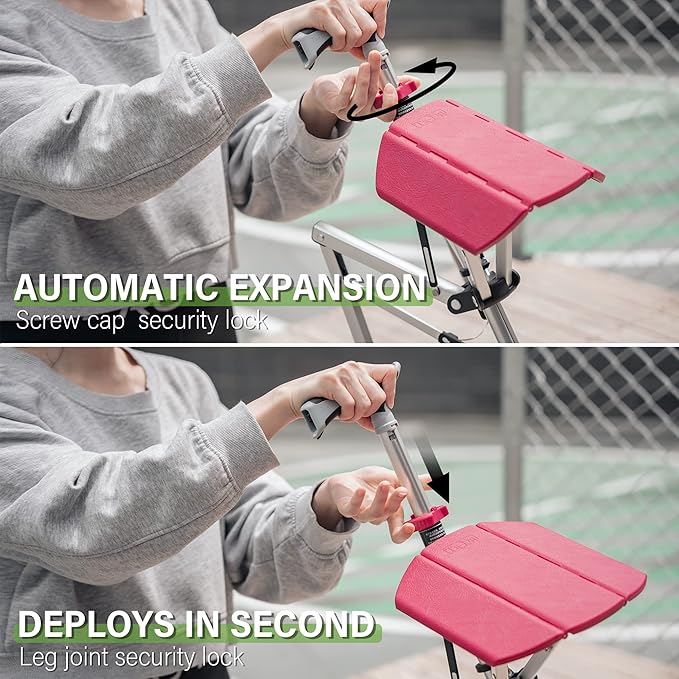 STEP2GOLD Ta-Da Chair, Portable Trekking Hiking Pole, Folding Walking Stick with Seat, Walking Cane with Chair, Foldable Chair, Lightweight Aluminum, Easy Carry and Storage, Anti-Slip