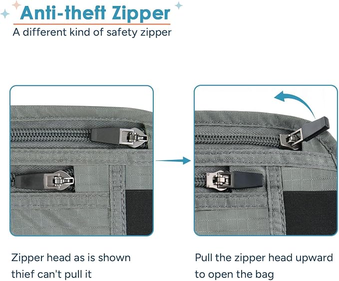 Money Belt Travel Fancy Pack with Slim Anti-Theft RFID Blocking | Waist for Travel Concealed under Clothes for Ultimate Protection of Credit Cards, Cash, Passport & Documents, Grey