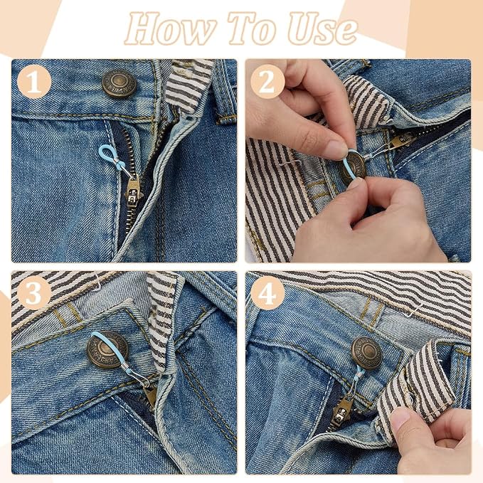 FINGERINSPIRE 80 Pcs Silicone Zipper Holder Upper with Rubber Rings, 4 Colors Hook Zipper and Button Zippers Puller Gadget to Keep Zippers up on Jeans Skirts Clothes