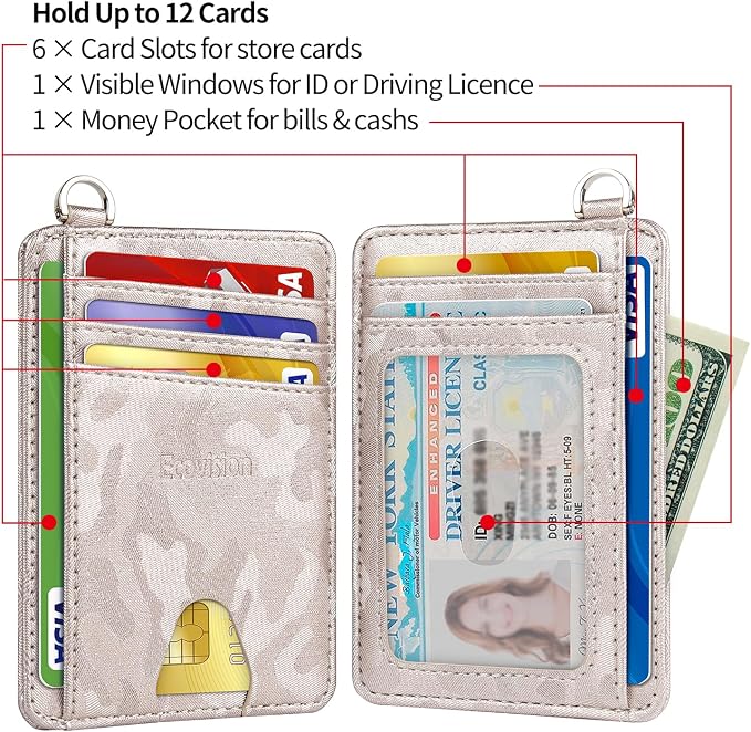 Slim Minimalist Front Pocket Wallet, RFID Blocking Credit Card Holder Wallet with Detachable D-Shackle for Men Women