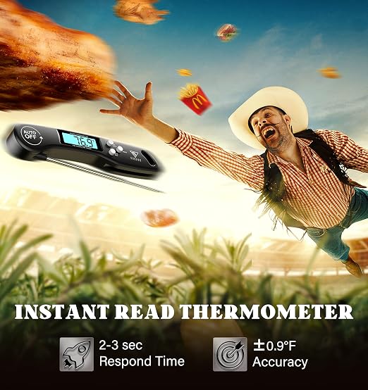 DOQAUS Meat Thermometer Digital – Instant Read Food Thermometer for Cooking | Backlight & Auto-Rotating Display, Kitchen Gadgets Essentials for BBQ Oven Grill Smoker Candy Gift for Dad Men