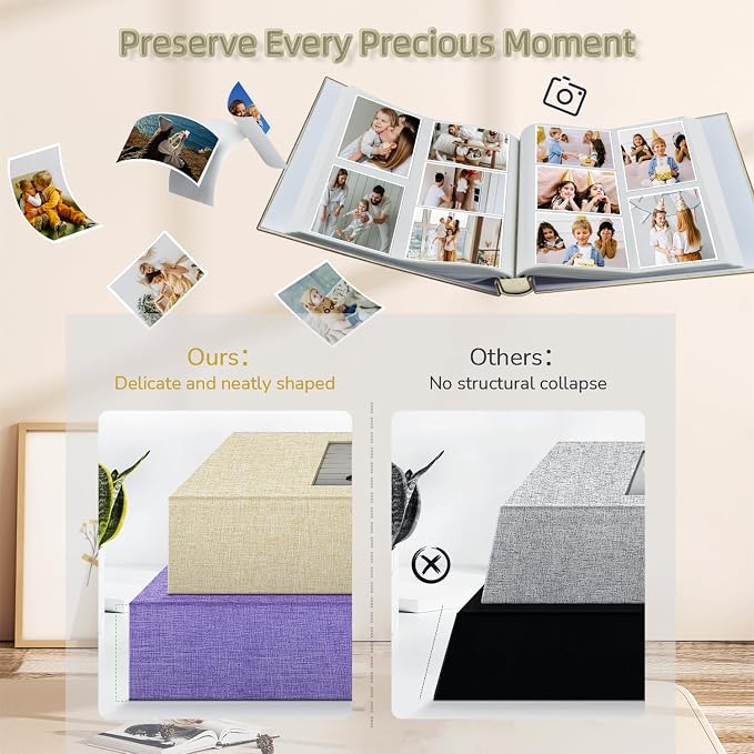 popotop Photo Album 4x6-600 Photos Photo Books with 600 Horizontal and Vertical Pockets,Linen Cover Albums for Family Wedding Anniversary Baby Vacation Pictures