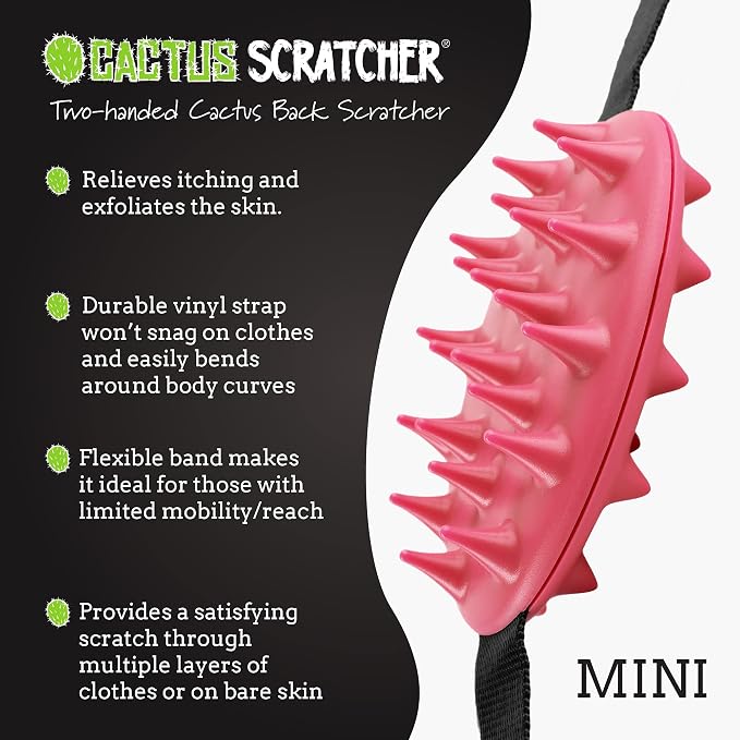 Mini Back Scratcher for Itching Relief, 2-Sided Aggressive & Soft Spikes, Long Handheld, Ideal for Hard-to-Reach Areas – Perfect for Mother's Day Gifts for Mom, Gifts for Her (Pink)