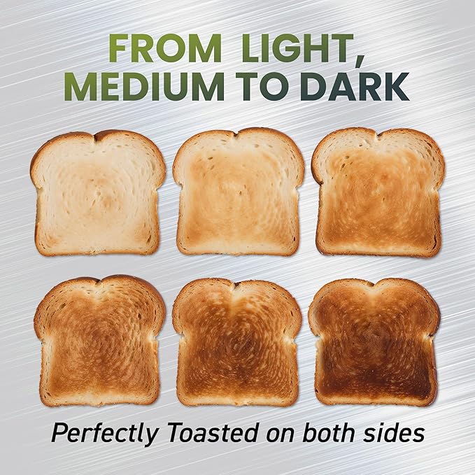 Elite Gourmet ECT3401 Long Slot 4 Slice Toaster, 1.5” Slot Width, 6 Toast Shade Settings, Reheat, Defrost & Cancel Functions, Extra Large Slots for Bagels, Waffles, Artisan Breads, Stainless Steel