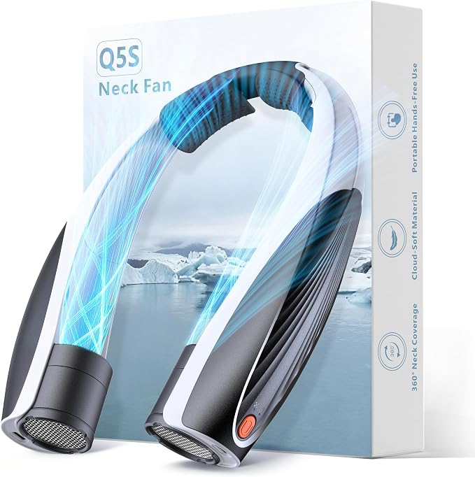 Portable Neck Fan, Max 20H, Rechargeable Personal Fan with 6000mAh Battery, 360° Cooling, 6 Speeds Hands-Free Wearable Fan, Gifts for Men, Women, Travel, World Cup, Outdoor