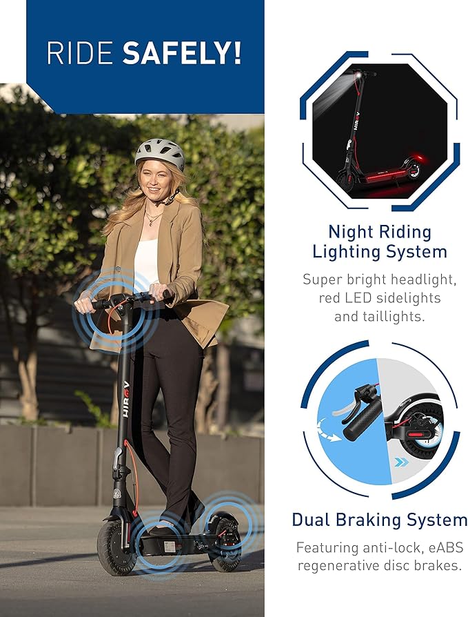 Hiboy Electric Scooter, 430W–750W Motor, 8.5"–10" Tires, 19–25 MPH Top Speed, 17–25 Miles Long Range, Commuter Electric Scooter for Adults with Dual Braking System