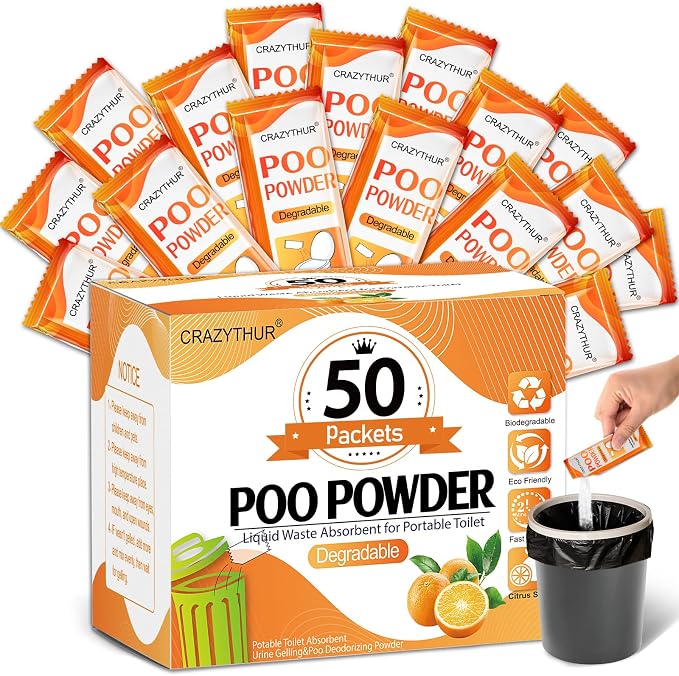 Poo Powder for Portable Toilet Gel Powder, Camping Toilet Gel | Pee Powder, Eco Toilet Gel for 650ml Urine/10g, Toilet Gel Powder for Outdoor Camping and Hiking