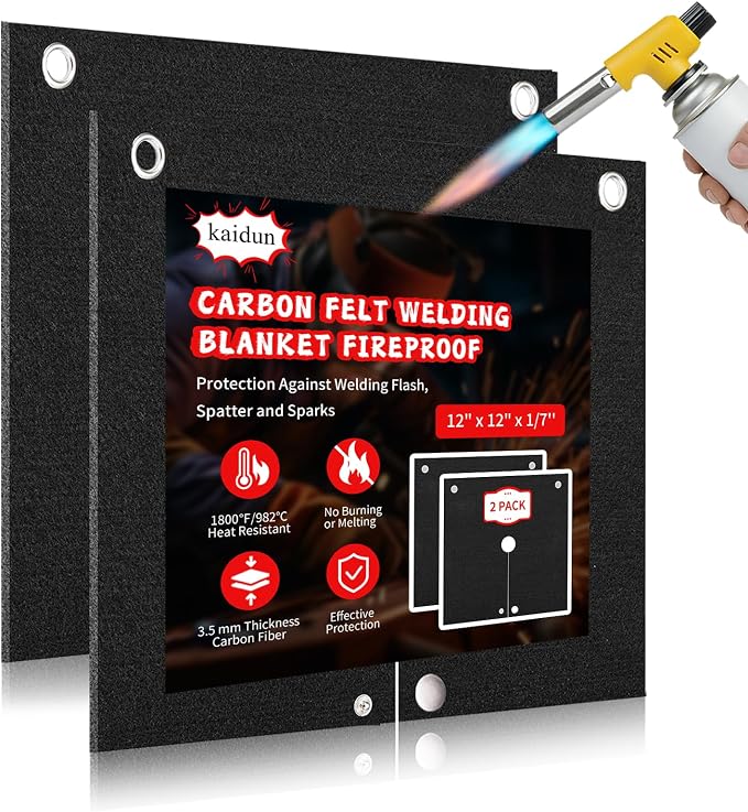 kaidun Welding Blanket Fireproof for Soldering Plumbing, 2 Pack 12'' x 12'' | Opening Shape, Welding Blanket, Heat Shield Mat, Fire Flame Resistant Cloth, for Brazing Copper Pipe, HVAC Torch Protector