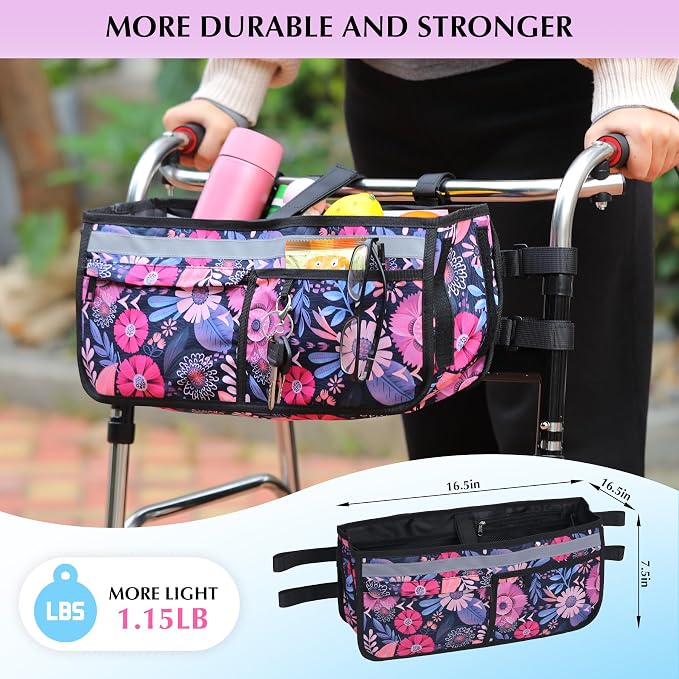 Walker Basket, Walker Accessories - Walker Tray, and Storage Bag for Folding & Rolling Walkers – Ideal for Seniors