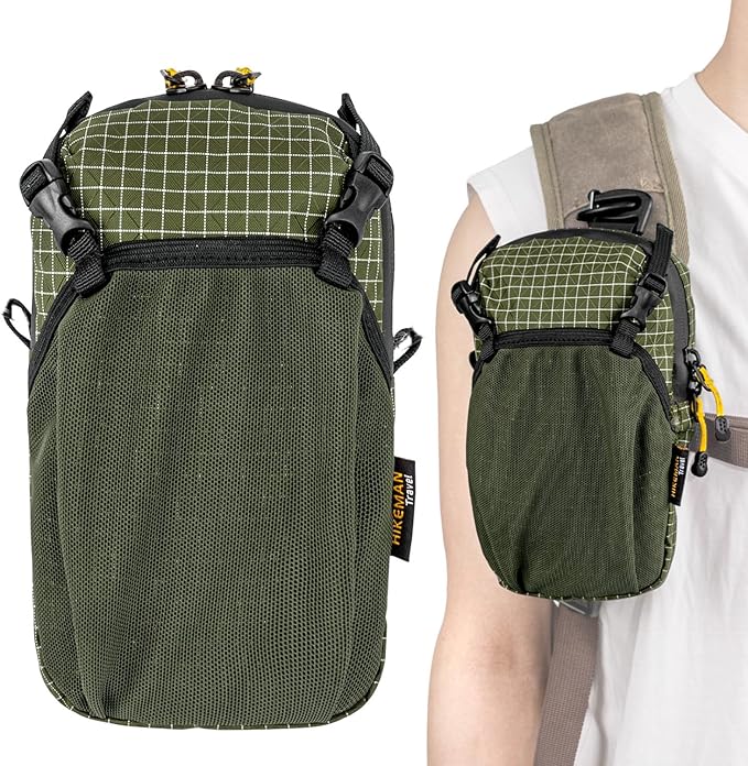 HIKEMAN Backpack Shoulder Strap Pouch - Smartphone Strap Pack,Waterproof Backpack Strap Pocket Attachment Bag for Hikers,Small Crossbody Bag Waist Pack for Sports Hiking Camping (Army Green)