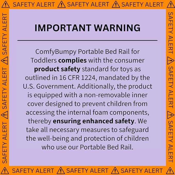 ComfyBumpy Bed Bumper for Toddlers 52" x 5" – Foam Rail Guard with Non-Slip Stability | Safer & More Secure Convex Design | Fits Twin, Full, Queen & King Mattresses