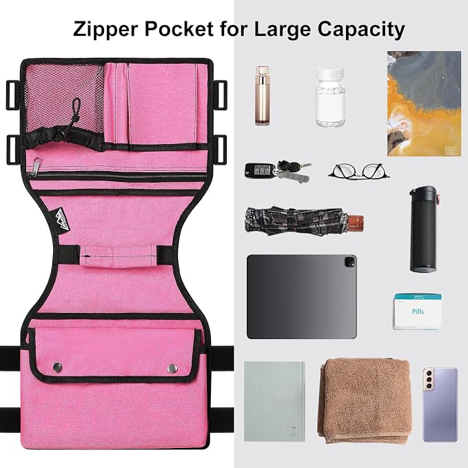 supregear Walker Side Bag, Storage Pouch w/Cup Holder for Folding Walker, Waterproof Caddy Basket for Side Bar Accessory Attachment for Seniors Elderly, Double Sided Organizer