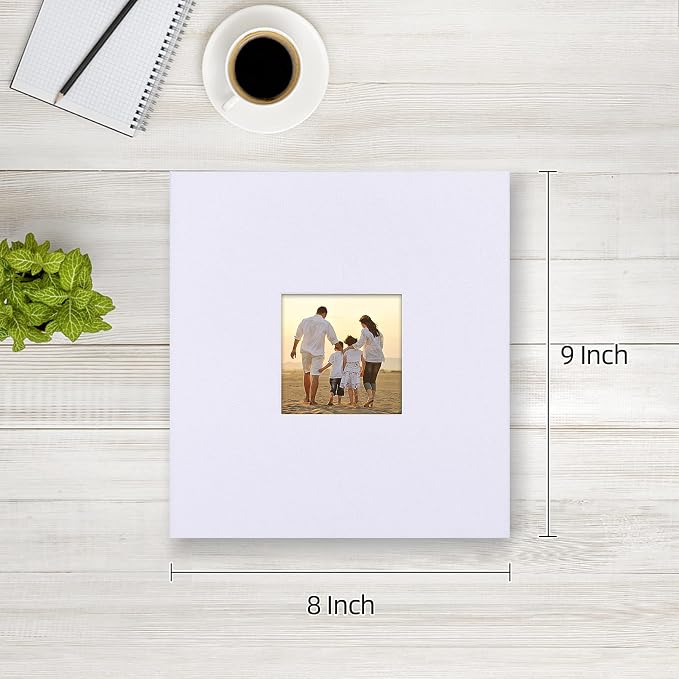 potricher Small Photo Album 4x6 200 Photos Linen Cover Picture Photo Book for Family Wedding Anniversary Baby Vacation (White,200 Pockets)