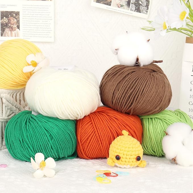 Katech Cotton Acrylic Blend Yarn for Crocheting-Crochet Yarn(Grass Green) | 55% Cotton 45% Acrylic#3 DK (Light)-Super Soft Milk Cotton Yarn-Great Crochet and Knitting Starter Kit for Colorful Craft