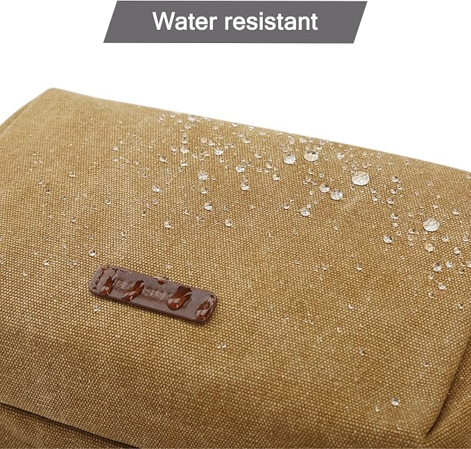 BAGSMART Toiletry Bag for Men, Canvas Travel Toiletry Organizer Dopp Kit Water-resistant Shaving Bag for Toiletries Accessories,Khaki-Large