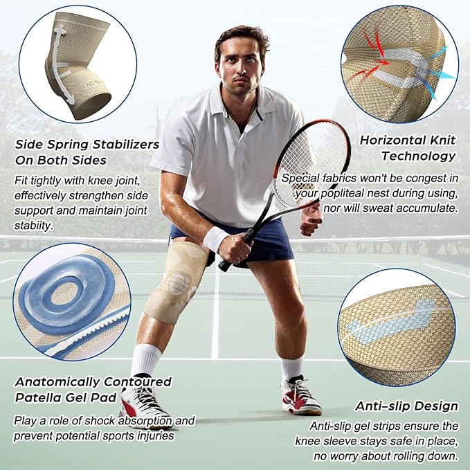 NEENCA Professional Knee Brace for Pain Relief, Medical Knee Compression Sleeve, Knee Support with Horizontal Knit Tech for Meniscus Tear, ACL, Arthritis, Joint Pain, Runner, Workout