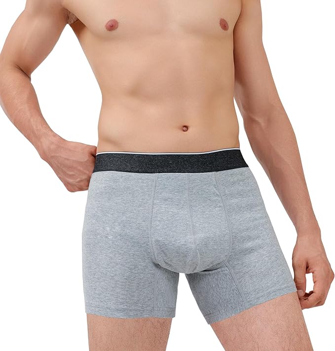 AIRCUTE Washable Absorbency Incontinence Underwear for Men, 6" Inseam Urinary Protective Boxer Briefs for Bladder Leaks 60ML (Medium, Gray)