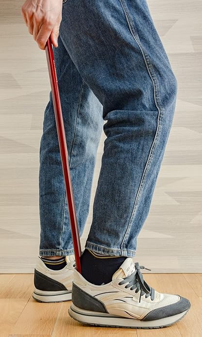 Luxdecor 2 Pack Long Handle Wood Shoe Horn for Men 24in Wooden Shoe Horn Long Handled for Seinors Women Kids Wood Shoe Helper