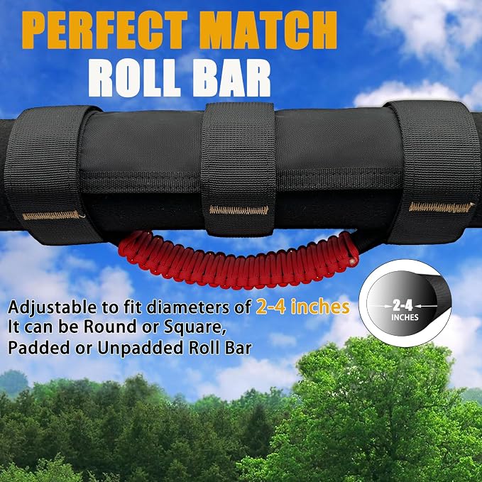 2 Pack Paraocrd Roll Bar Grab Handles for Jeep Wrangler Accessories | CJ YJ TJ JK JL LJ JLU JKU Sahara Freedom Rubicon, Gladiator JT (1955-2023 Modle), Upgrade Strong Metal Buckle, Non-Deformable