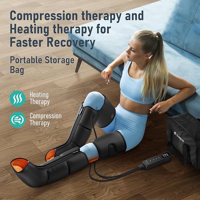 QUINEAR Leg Massager, 3-in-1 Heat and Compression Therapy, Air Compression Leg Recovery System, Leg Massage Boots for Circulation and Pain Relief, FSA-HSA-Eligible