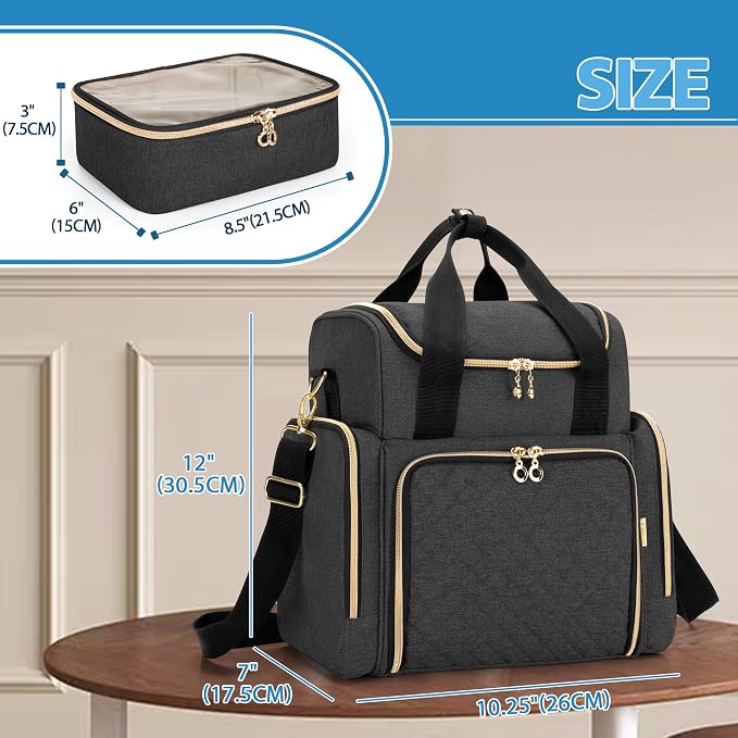 LUXJA Large Medicine Bag with 2 Removable Cases, Black | Medicine Storage Bag with Multiple Pockets, Pill Bottle Organizer with Shoulder Strap, Trolley Sleeve for Travel or Home