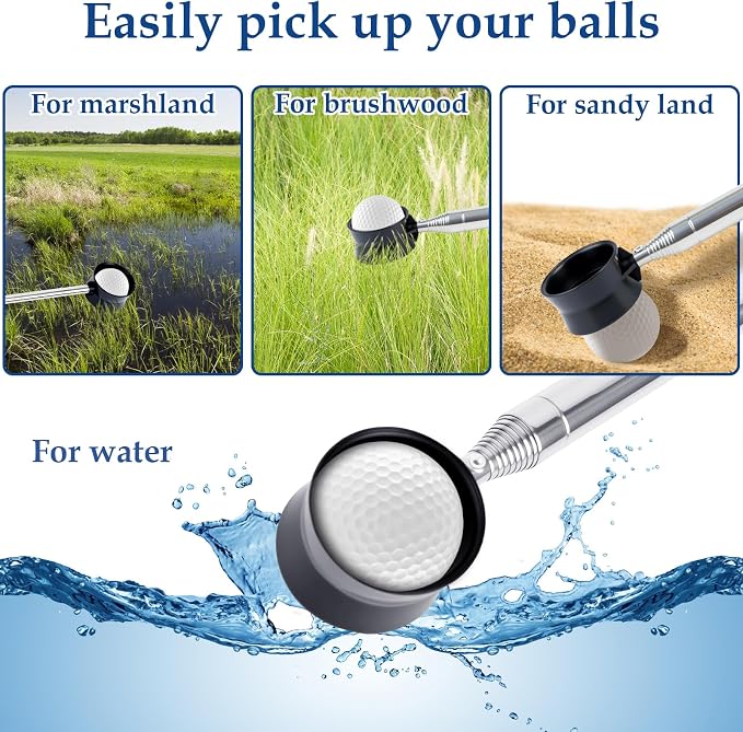 9Ft Golf Ball Retriever Telescopic, Stainless Golf Ball Retriever for Water, Golf Ball Grabber, Golf Accessories Gifts for Men Women