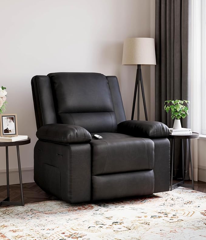 Garvee Power Lift Recliner Chair - Heat and Massage, PU Leather Electric Lift Recliner for Elderly & Mobility Impaired，Reclining Sofa with Side Pocket for Living Room