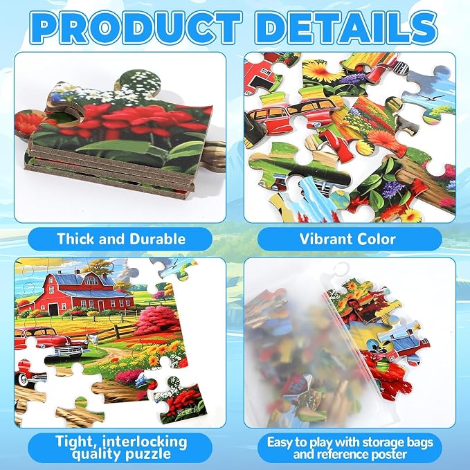 6 Pack 36-Piece Large Jigsaw Puzzles for Seniors Easy Dementia Alzheimer Products Dementia Activities Memory Training Game for Elderly Alzheimer's Patients in Nursing Home Gift (Style 2)