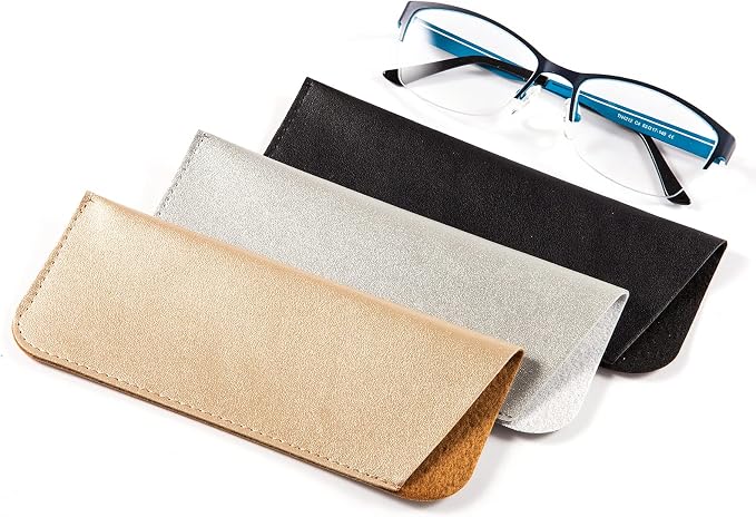 TRIUMPH VISION Reading Glasses Pouch Eyeglass Sleeve Soft Case Slim 3 Pack | Alternative to Bulky Case Lightweight，Neoprene Lined Padded Protect Optical lens Slip in, Cute Pattern Portable for Daily Use