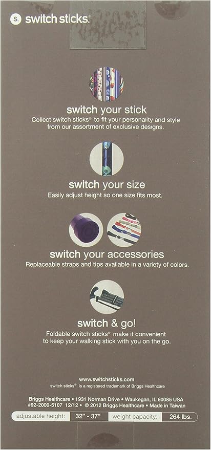 Switch Sticks Walking Cane for Men or Women, Foldable and Adjustable from 32-37 Inches, FSA and HSA Eligible