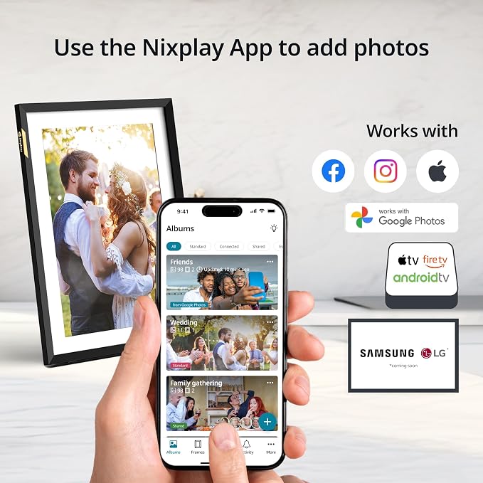 Nixplay Digital Picture Frame | 10.1" Stunning HD Touch Screen Display | Perfect Digital Picture Frame for Gifting | Auto-Rotation Feature, Securely Share Photos/Videos via Email or App