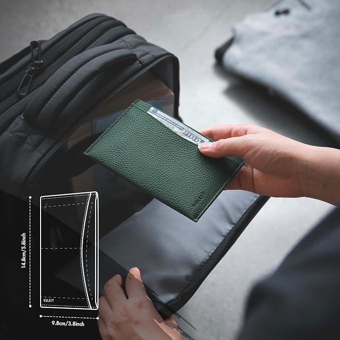 VULKIT Passport Cover Ultra Slim Design Leather Passport Sleeve RFID Blocking with 2 Card Slots, Anti-Theft Travel Essentials