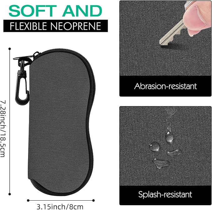 MoKo Sunglasses Soft Case Ultra Light Neoprene Zipper Eyeglass Case for Men Women