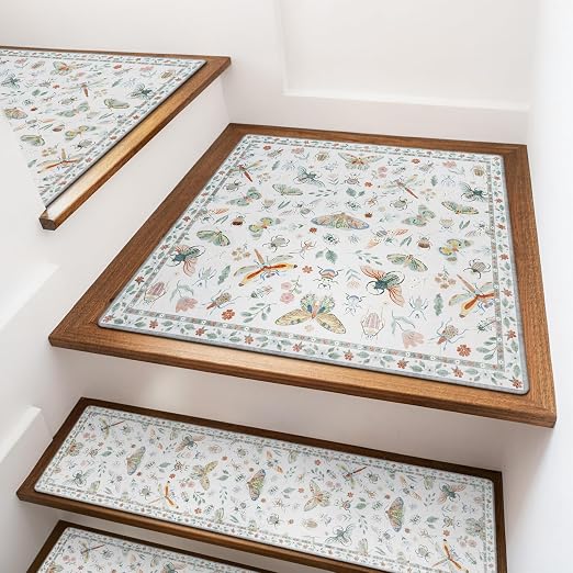 OJIA Stair Treads Non-Slip Landing Mat for Wooden Step 31"x31" Matching Mat | Square Capet Stair Treads Rubber Backing Stair Runner Anti-Slip Stair Rugs Carpet for Stairs