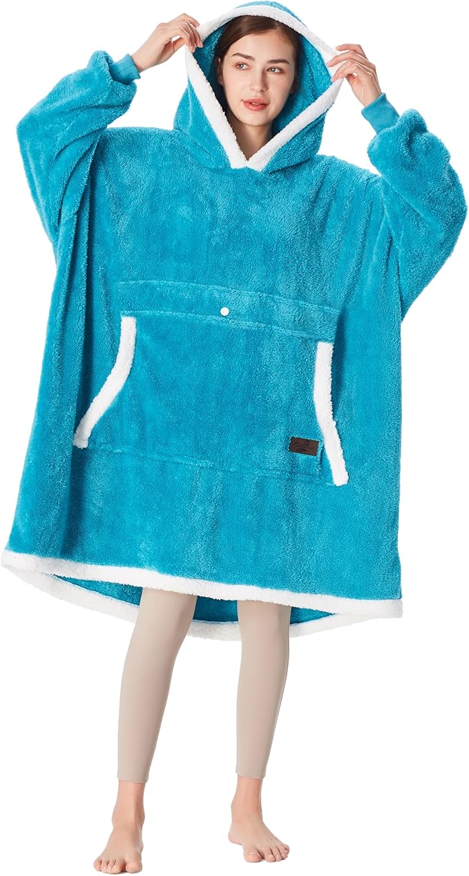 Catalonia Oversized Blanket Hoodie Sweatshirt, Wearable Sherpa Lounging Pullover for Adults Women Men