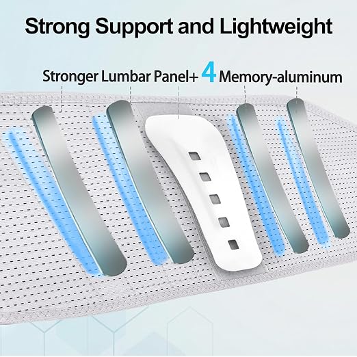Back Brace for Lower Back Pain Relief - 4X Stronger Lumbar Support Belt with Heating Massage Pad, Adjustable Posture Corrector for Sitting Long Hours, Breathable & Thin Father's Day / Birthday Gifts, L (Waist 28–35")