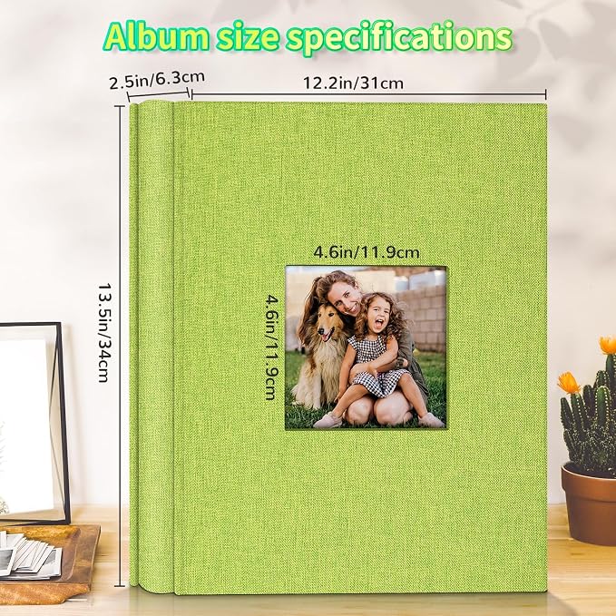 Artfeel Photo Album 4x6 with 600 Pockets,Slip-in Picture Albums,Linen Cover Memory Book with Front Window,White Page Vertical Photo Book for Wedding,Family,Anniversare,Baby,Vacation