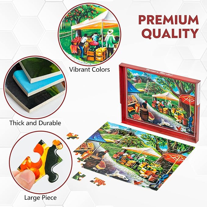 Assistex Dementia Jigsaw 100 Large Puzzle for Seniors - Alzheimer's Activity for Adults with Conversation Prompts - Best Memory Game for Patiens in Nursing Home - Build in Box Activities for Elderly