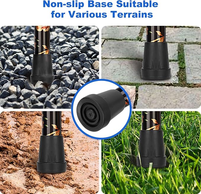 MFE Folding Cane, Portable 5-Level Adjustable Height Walking Stick with Foldable Design, Wrist Strap, and T Handle for Men and Women