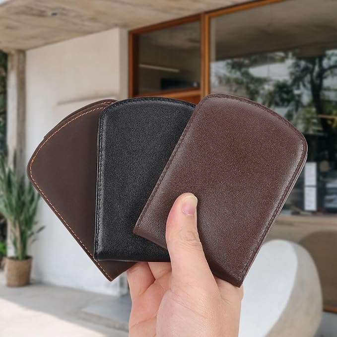 Polare Slim Curve Front Pocket RFID Blocking Italian Real Leather Bifold Wallet for Men (Coffee)