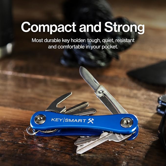 KeySmart Rugged Keychain Multitool Key Holder, Up to 14 Keys | Key Organizer for EDC. Expandable, Durable Build, Reduces Key Chain Bulk & Jingle, Pocket Clip & Bottle Opener Included